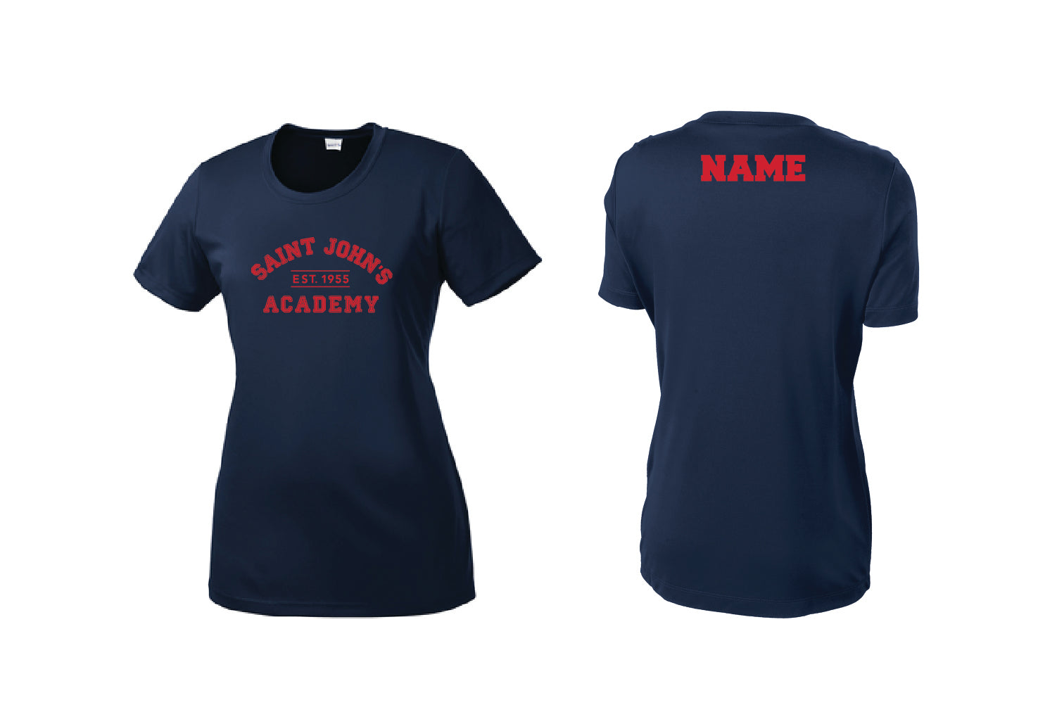 Saint John's Academy Women's Dryfit Performance Tee - Navy