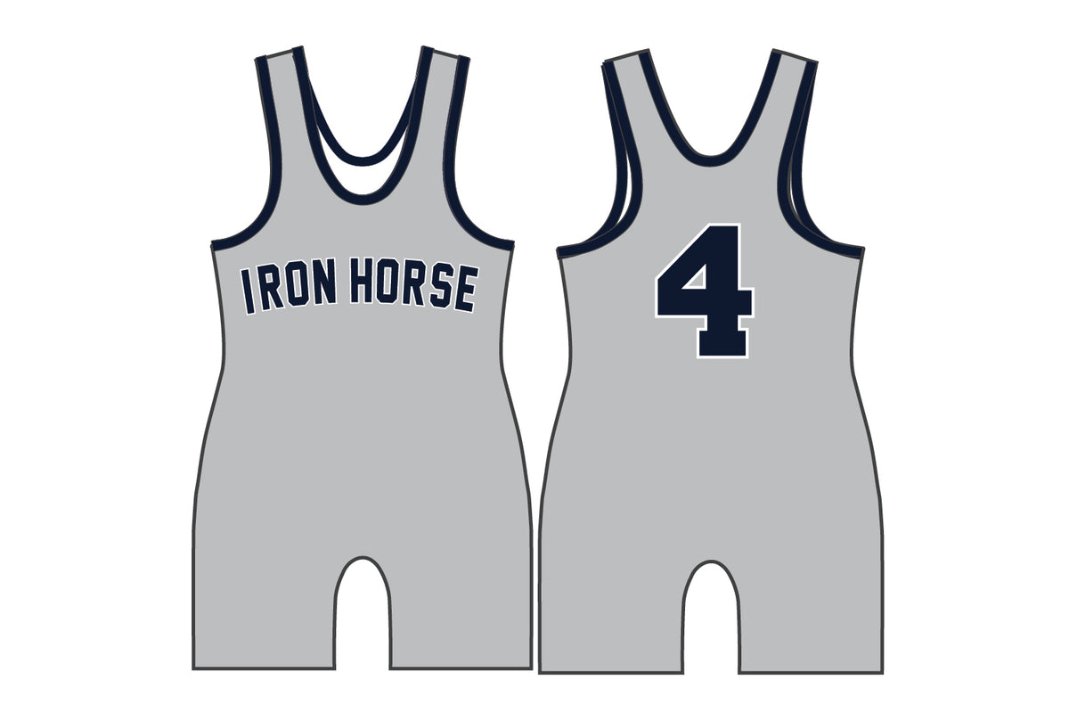 Iron Horse Wrestling Sublimated Men's Singlet - Design 4 (Grey)