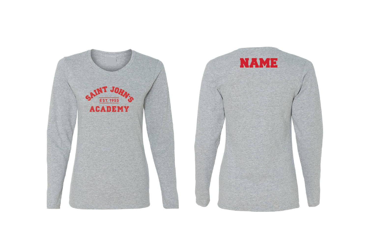 Saint John's Academy Cotton Women's Long Sleeve Shirt - Gray