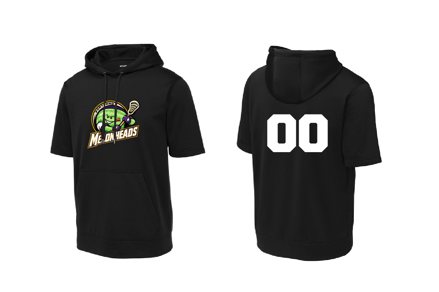 Melonheads Lax Short Sleeve DryFit Hoodie - Black
