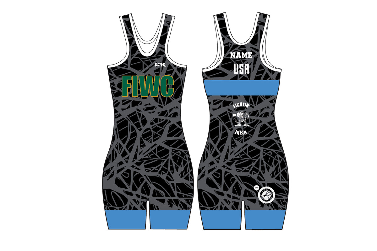 Fightin' Irish Wrestling Sublimated Women's Singlet - Freestyle Blue Design