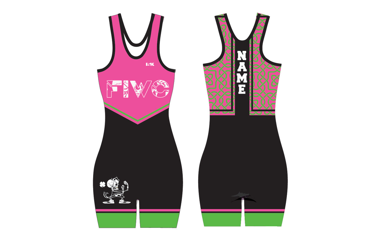Fightin' Irish Wrestling Sublimated Women's Singlet - Celtic Pink Design