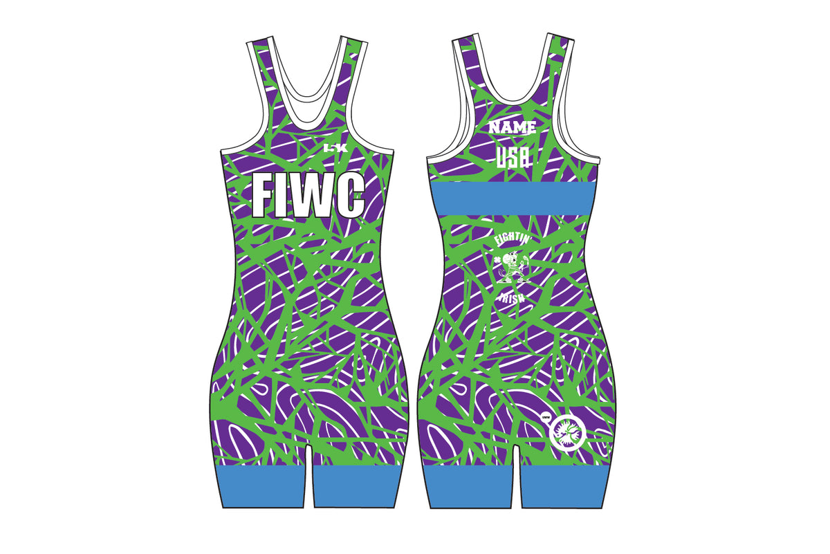 Fightin' Irish Wrestling Sublimated Women's Singlet - Freestyle Mint Design