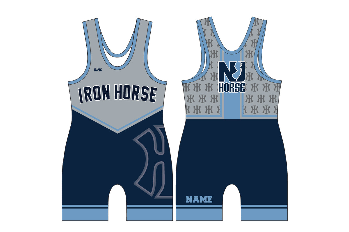 Iron Horse Wrestling Sublimated Men's Singlet - Design 1 (Navy)