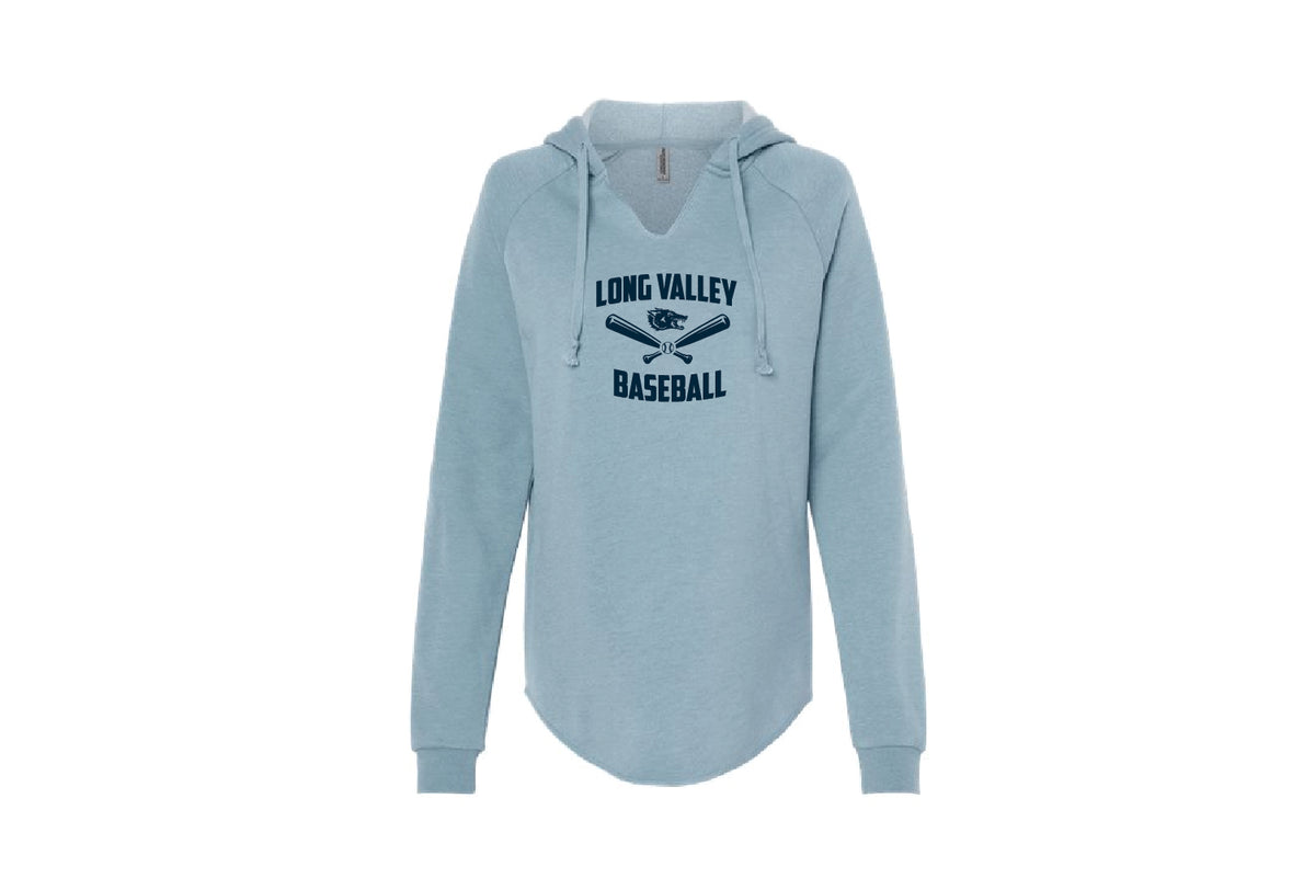 Long Valley Baseball Women's Polycotton Hoodie - Misty Blue