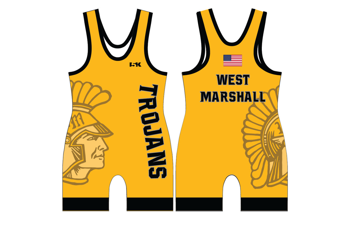 West Marshall Wrestling Sublimated Men's Singlet - Gold