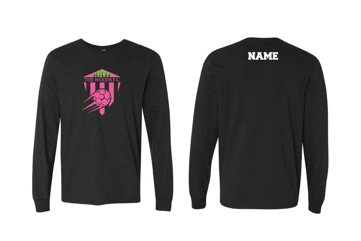 Woods FC Soccer Cotton Long Sleeve Shirt - Black