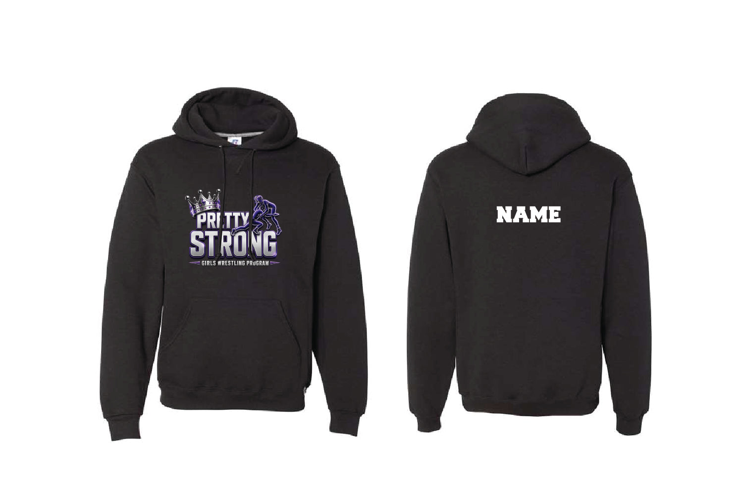 Pretty Strong Girls Wrestling Cotton Hoodie - Black