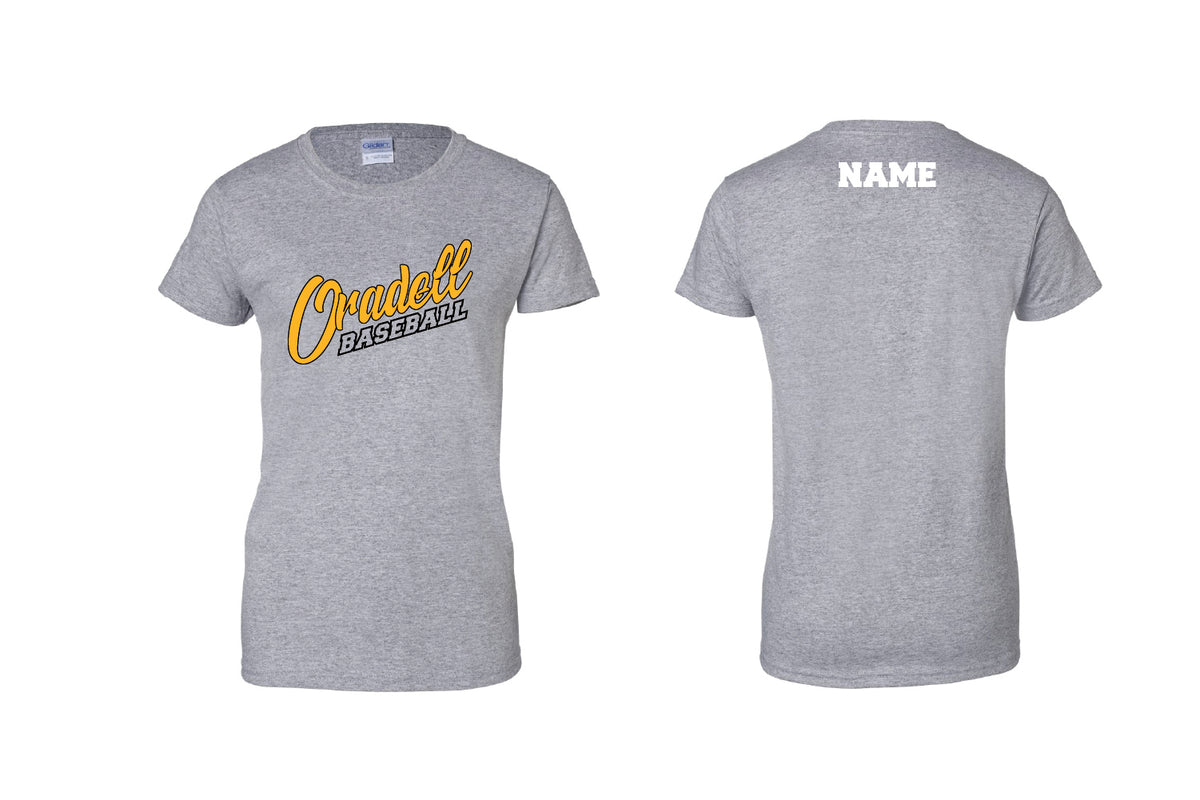 Oradell Baseball Cotton Women's Crew Tee - Gray