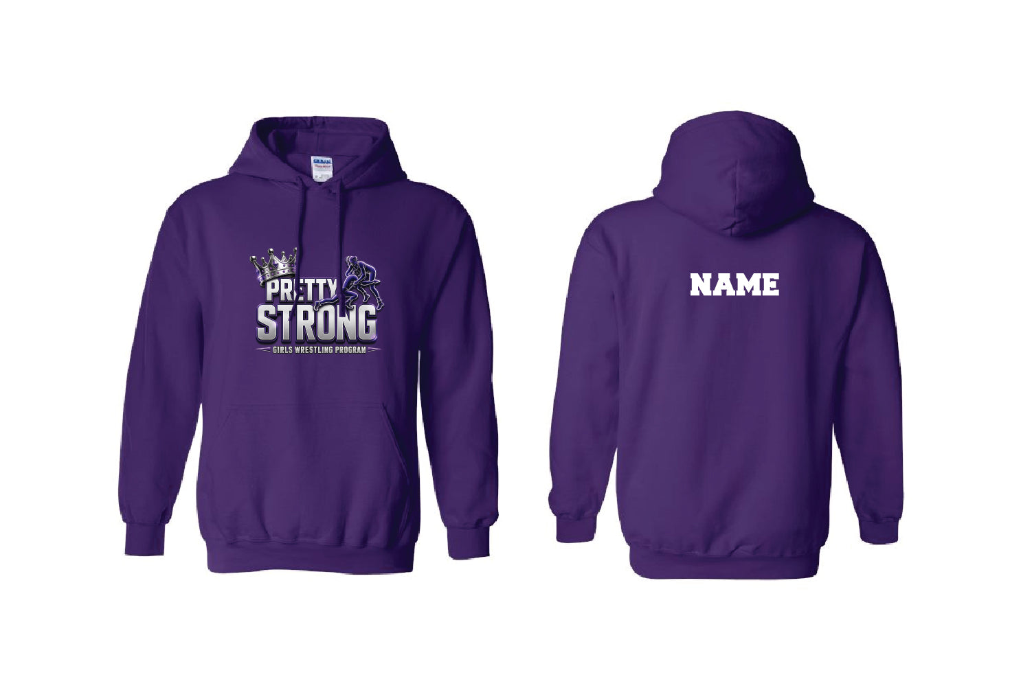 Pretty Strong Girls Wrestling Cotton Hoodie - Purple