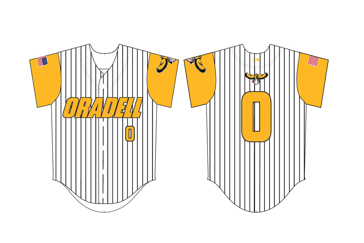 Oradell Baseball Sublimated Travel Team Full-Button Game Jersey - Pinstripe Design