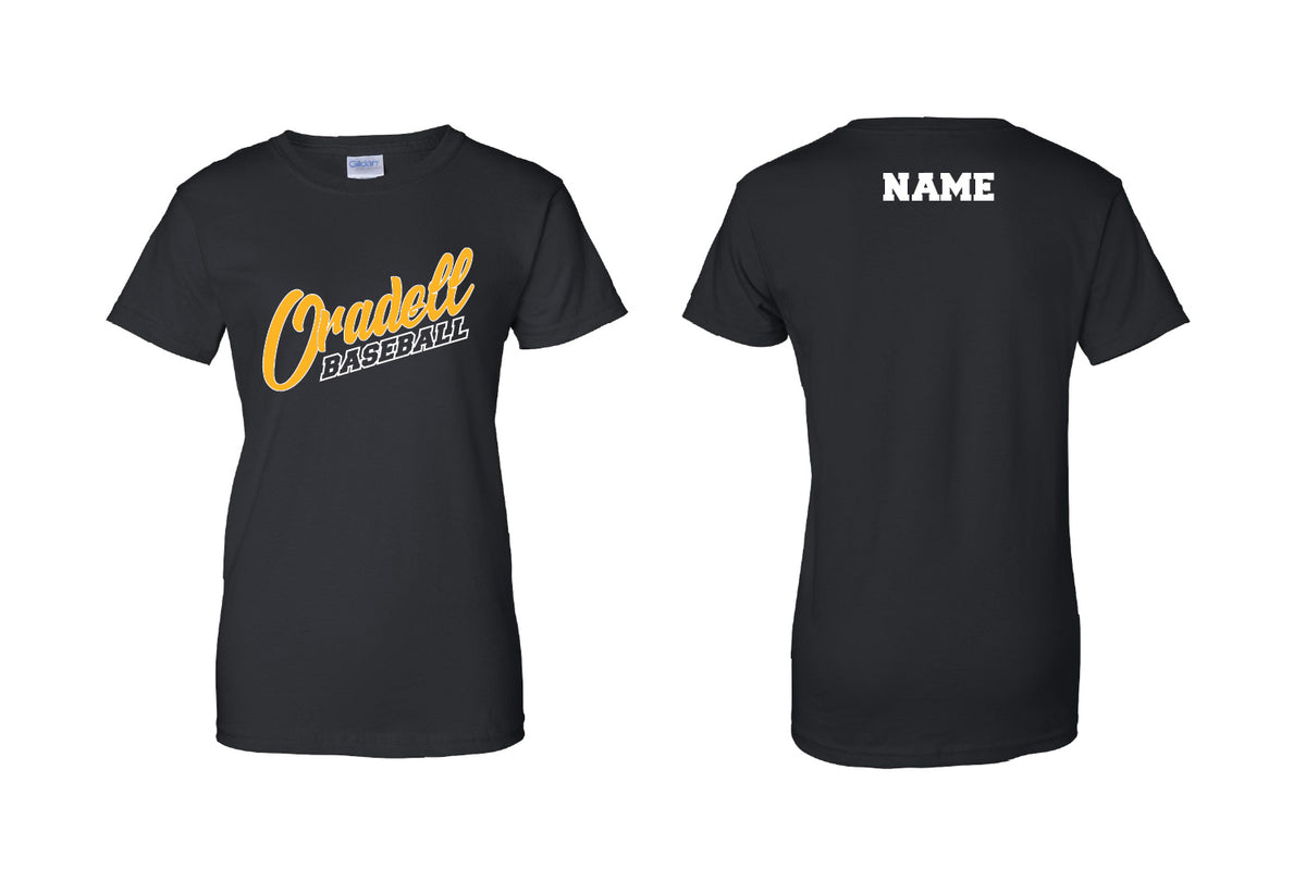 Oradell Baseball Cotton Women's Crew Tee - Black