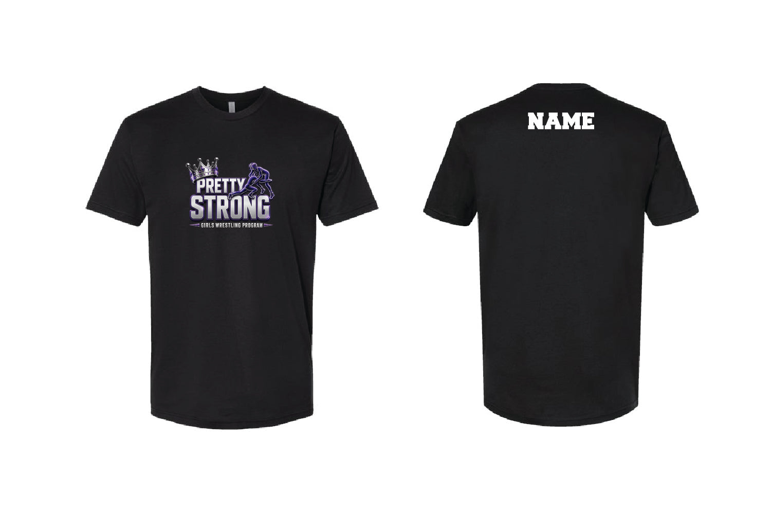 Pretty Strong Girls Wrestling Cotton Crew Tee - Black