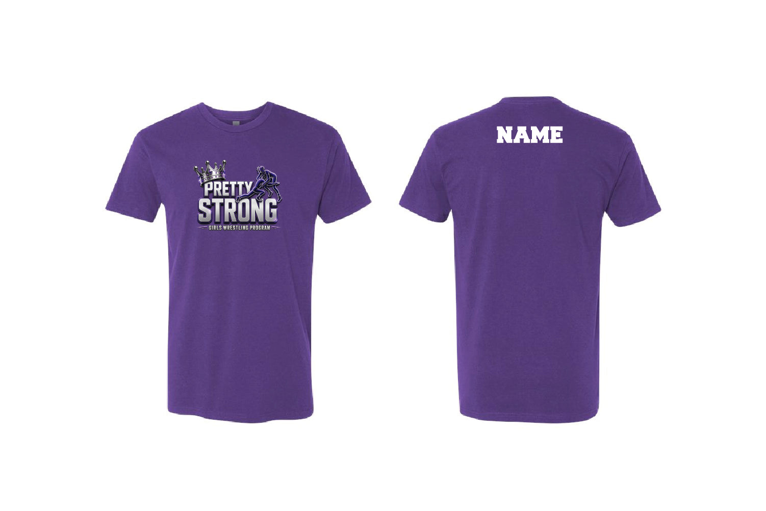 Pretty Strong Girls Wrestling Cotton Crew Tee - Purple