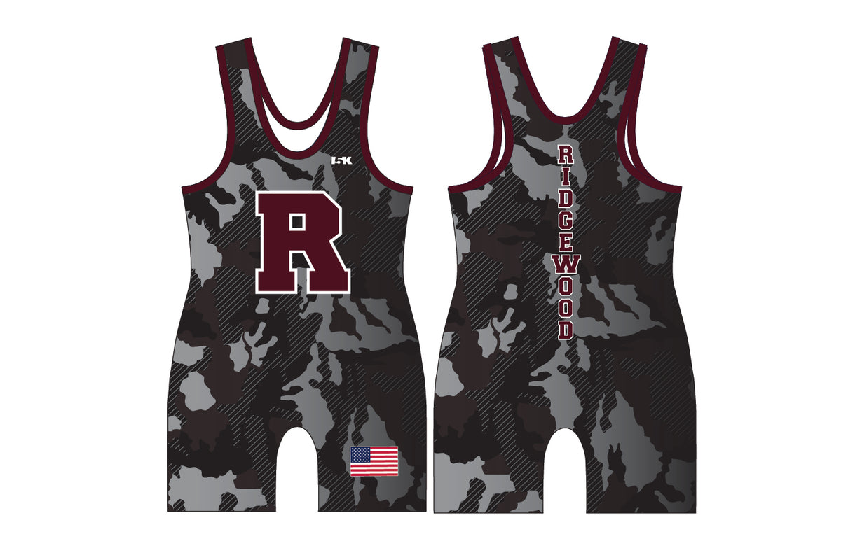 Ridgewood Wrestling Sublimated Men's Singlet - Tournament (Black Camo)