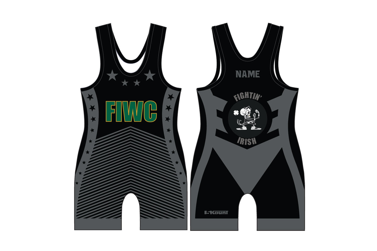 Fightin' Irish Wrestling Sublimated Men's Singlet - Black/Gray Design