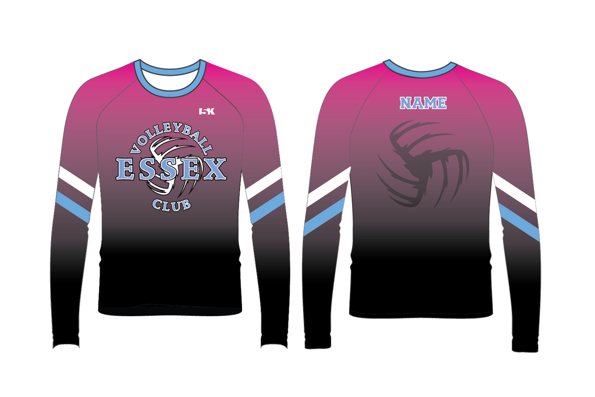 Essex Volleyball Club Sublimated Longsleeve Practice Shirt - Pink Fade Design