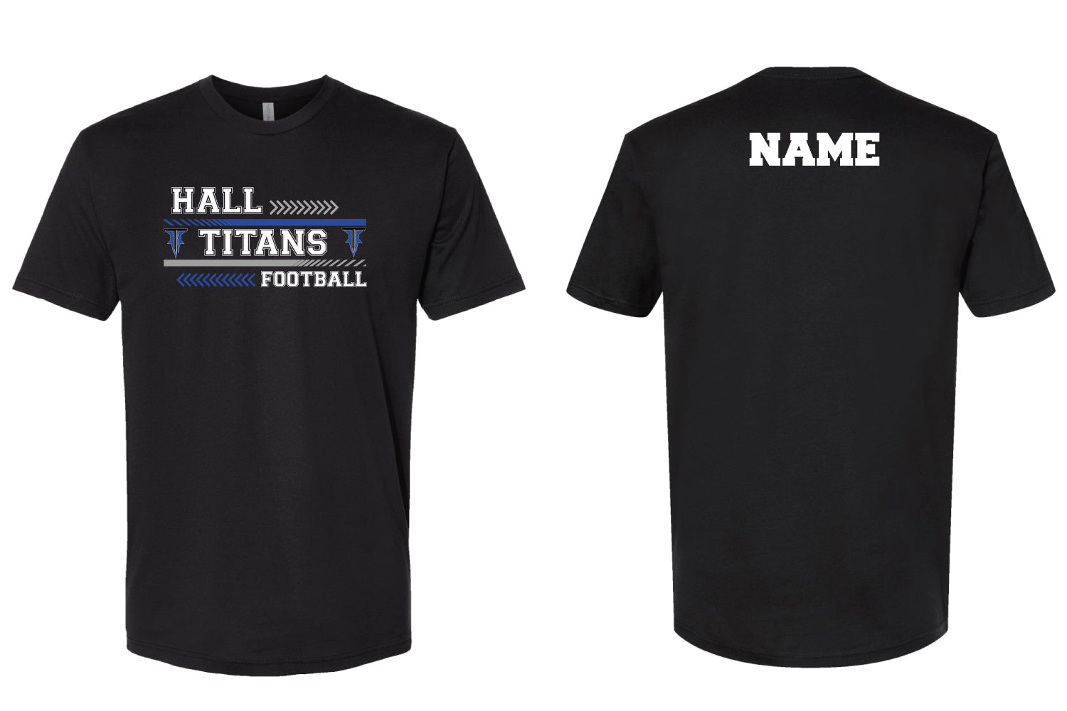 Hall Titans Football Cotton Crew Tee - Black - Design 1