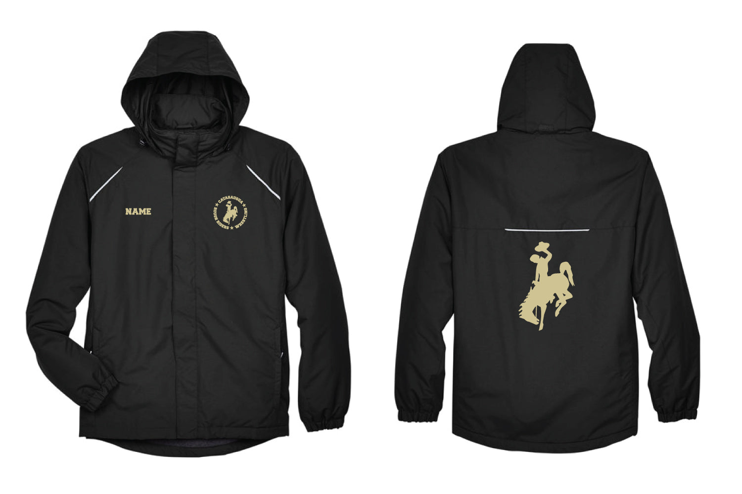 Catty Rough Riders Wrestling Hooded Rain Jacket - Black