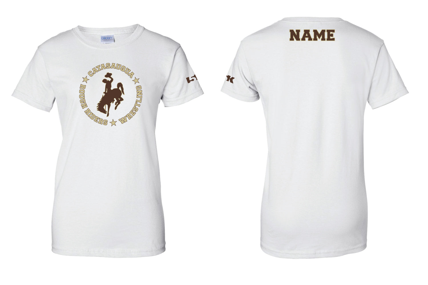 Catty Rough Riders Wrestling Cotton Women's Crew Neck Tee - White