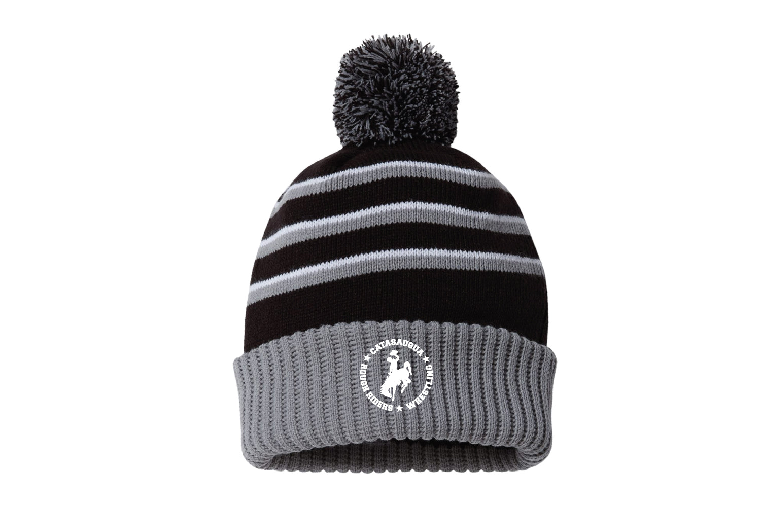 Catty Rough Riders Wrestling Pom Beanie - Black/Grey