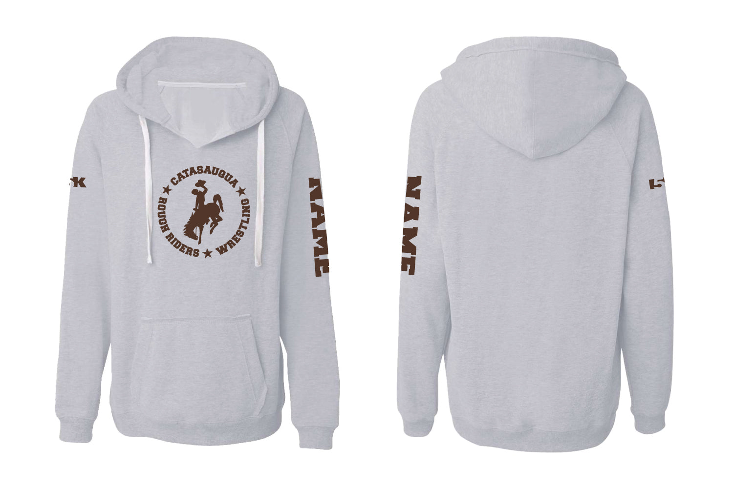 Catty Rough Riders Wrestling Ladies Hoodie Cotton Sweatshirt - Grey
