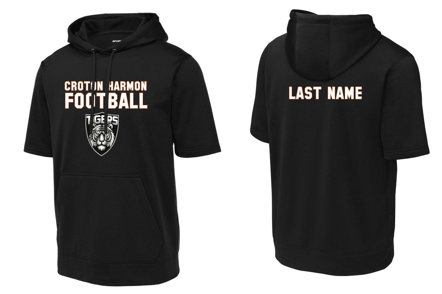 Croton Harmon Football Performance Short Sleeve Hoodie - Black