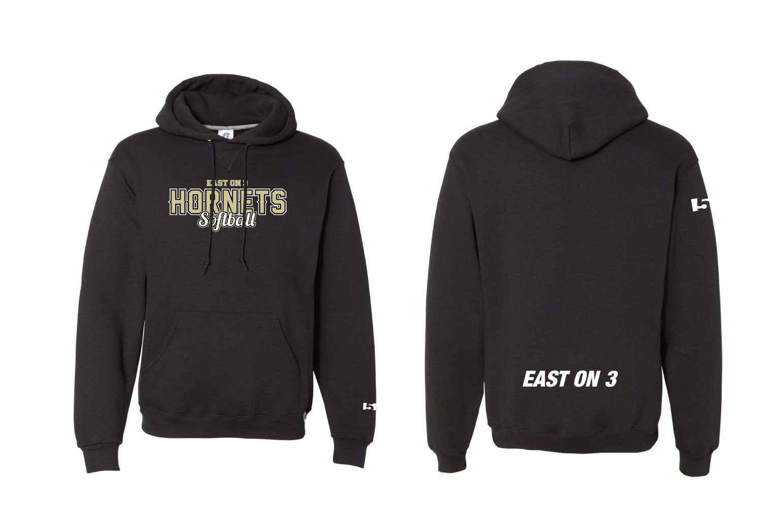 East Hartford Softball Cotton Hoodie - East On 3 - Black