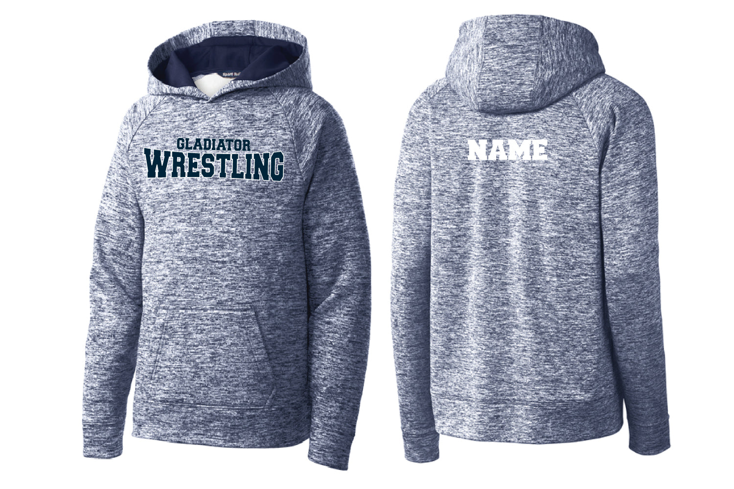 Bristol Gladiators Wrestling Electric Heather Fleece Hooded Pullover - Navy