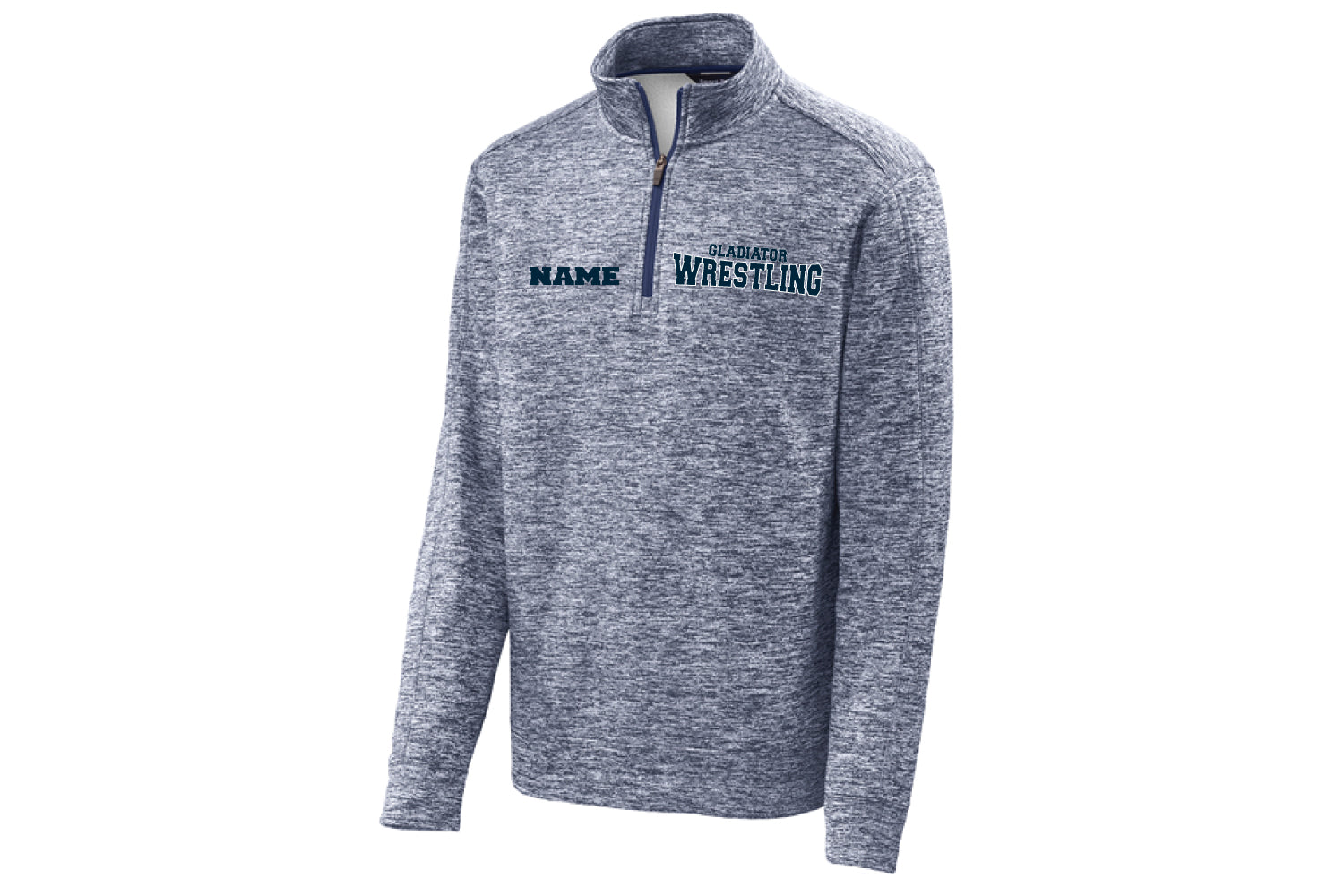 Bristol Gladiators Wrestling Electric Heather Fleece 1/4-Zip Pullover - Navy