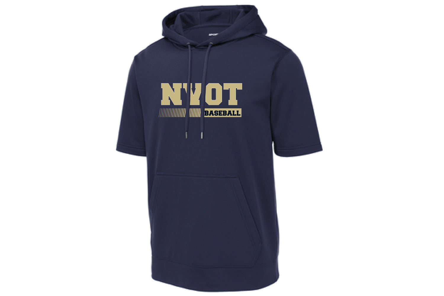 NVOT Baseball Short Sleeve Fleece Hoodie - Navy