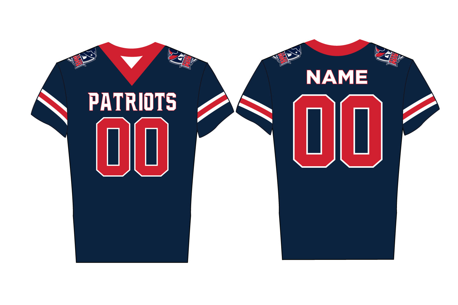 Warwick Pal Patriots Football Sublimated DryFit Fan Jersey - Navy
