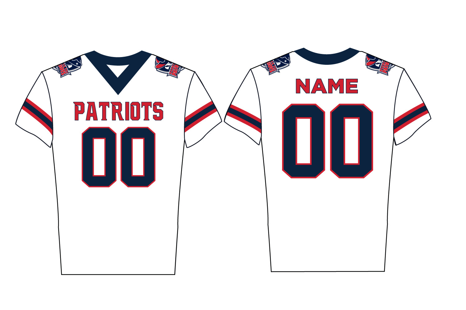 Warwick Pal Patriots Football Sublimated DryFit Fan Jersey - White