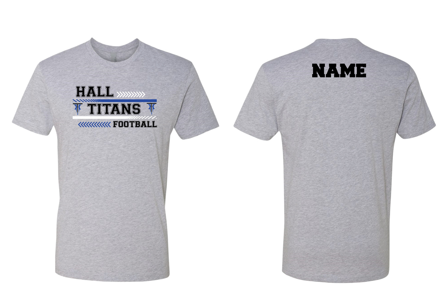 Hall Titans Football Cotton Crew Tee - Grey - Design 1