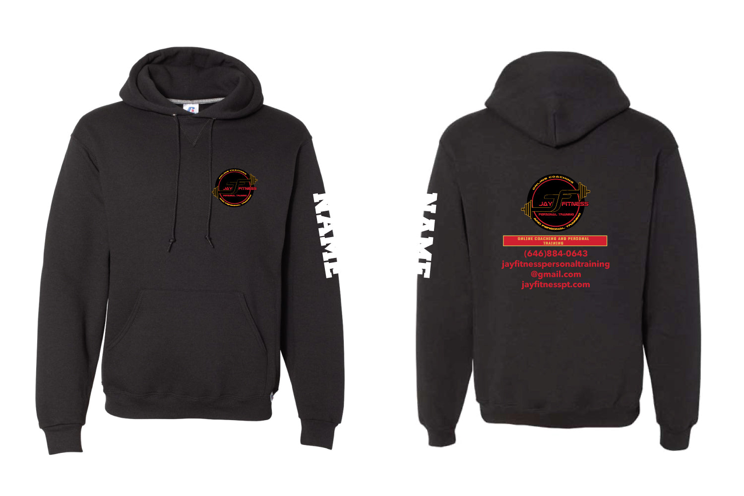 Jay Fitness Cotton Hoodie - Black - Design 2