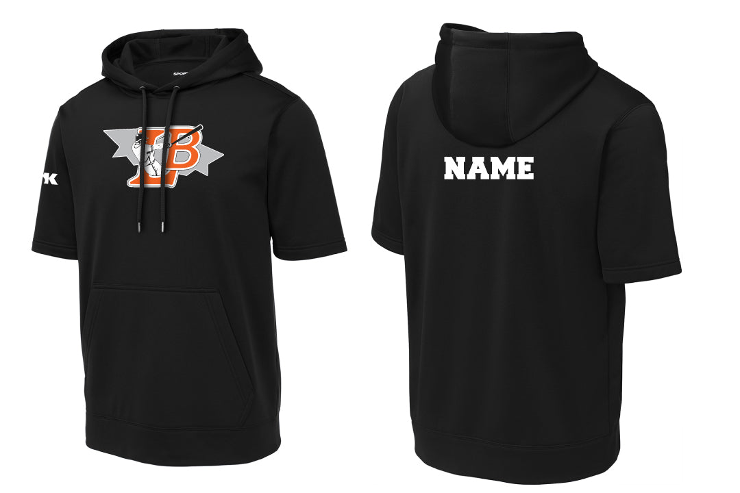 Luna Baseball Cotton Short Sleeve Hoodie - Black