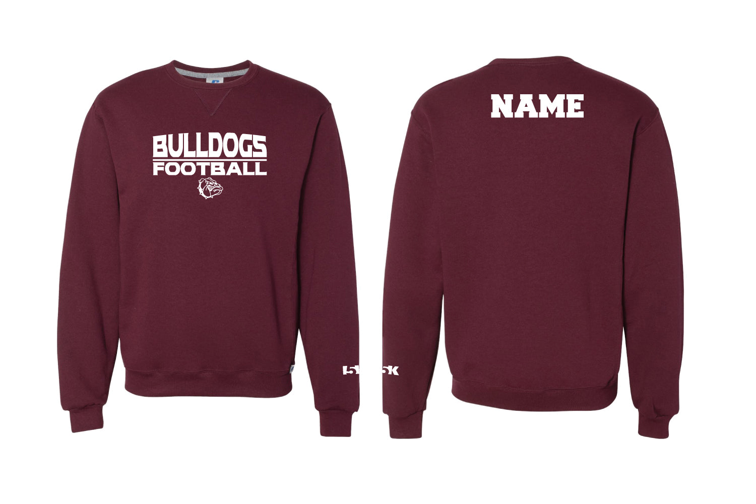 Lynn English Bulldogs Football Cotton Crewneck Sweatshirt - Maroon