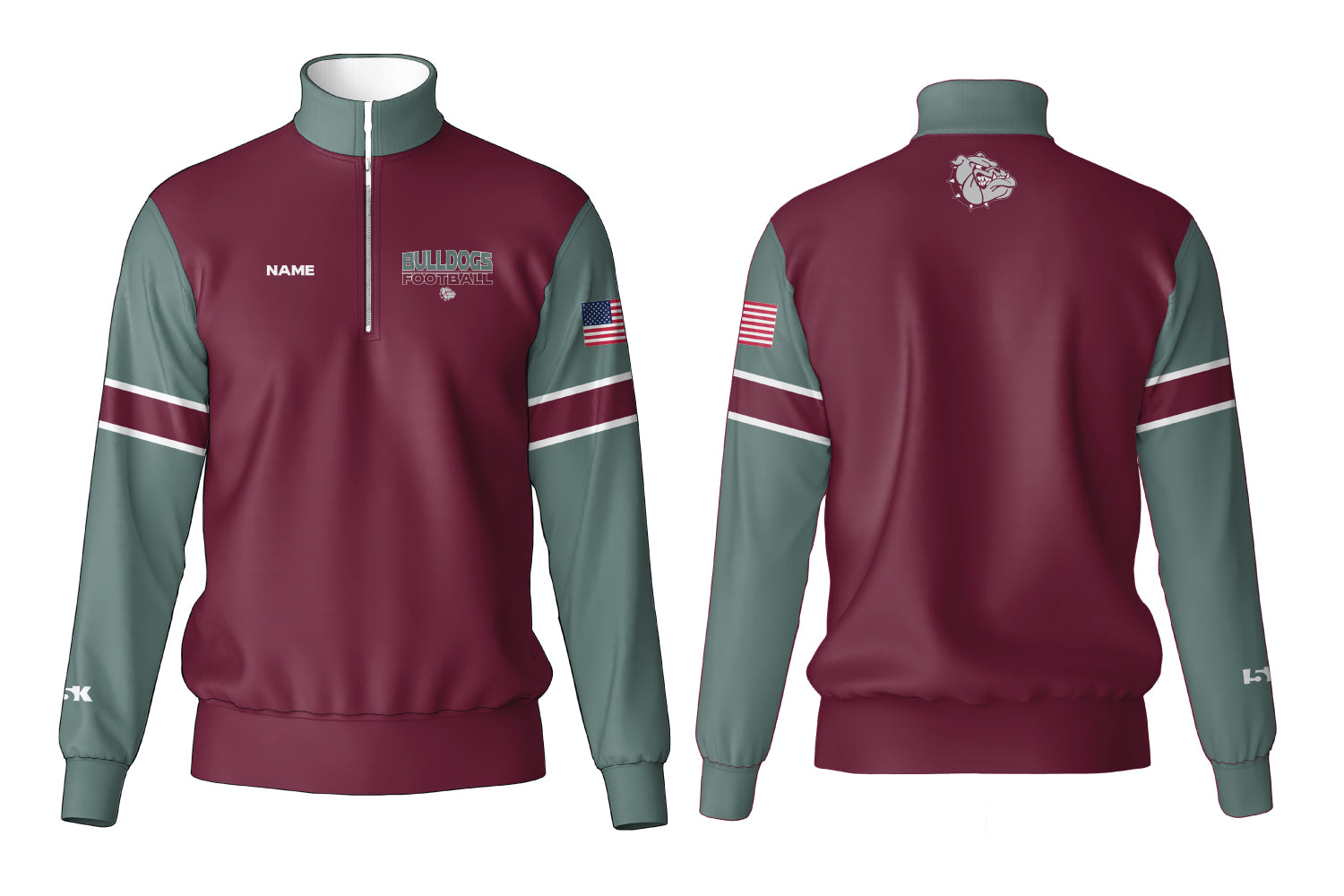 Lynn English Bulldogs Football Sublimated Quarter Zip