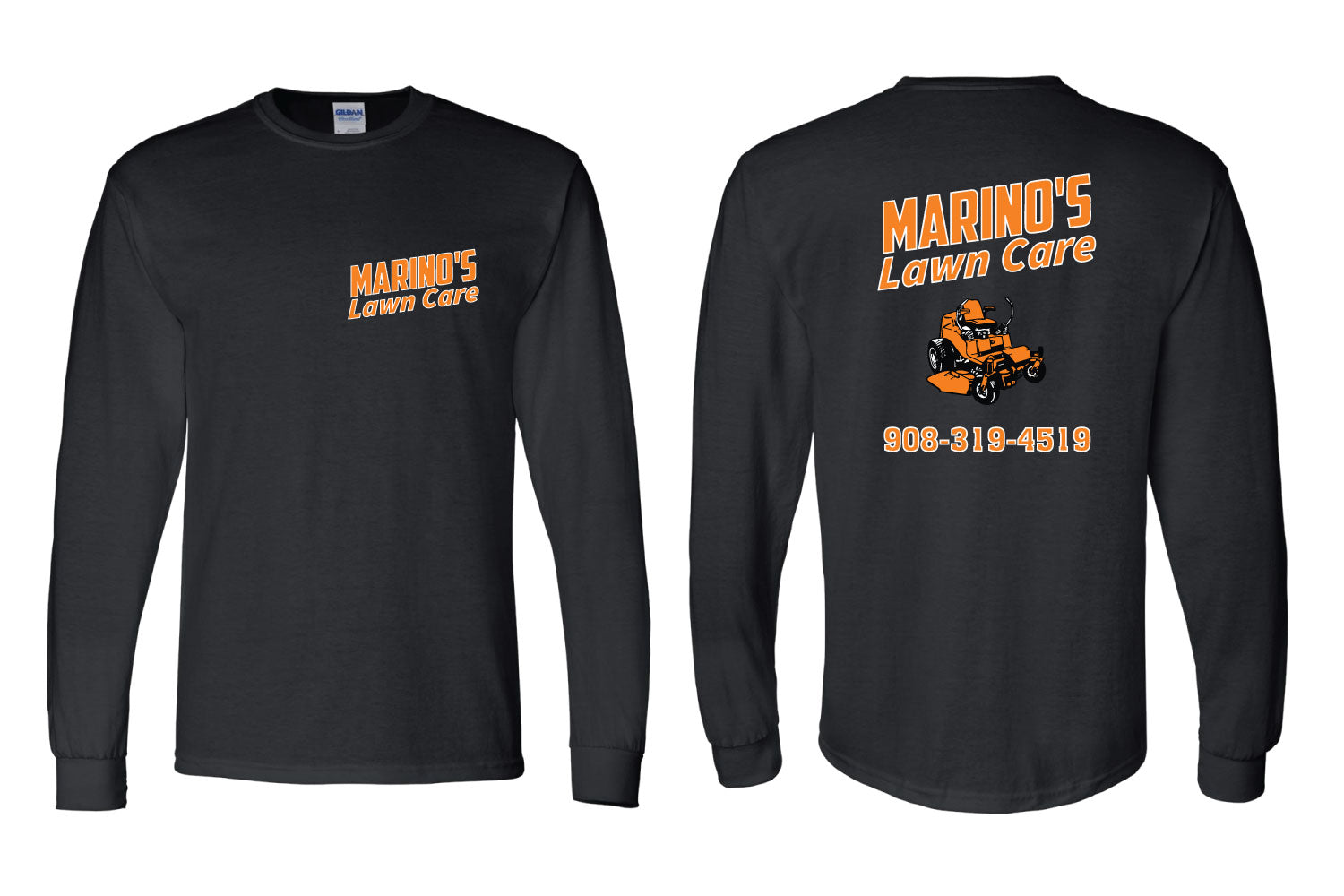 Marino's Lawn Care Cotton Long Sleeve Shirt - Black