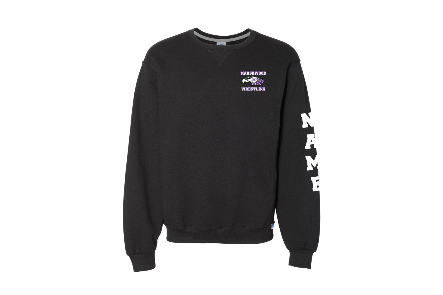 Marshwood Wrestling Cotton Crewneck Sweatshirt Design 2 - Purple/Heather/Black