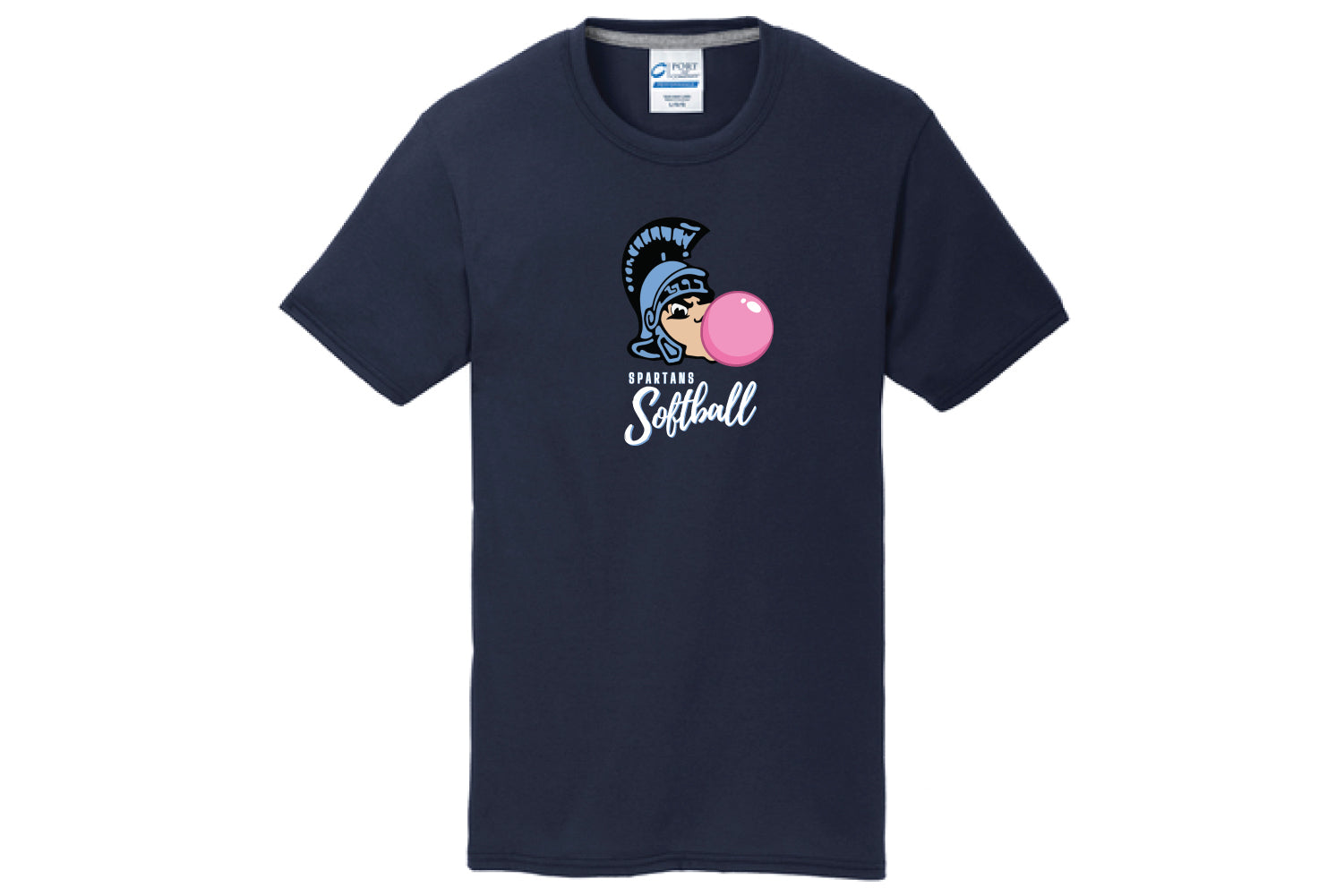 Paramus Softball Cotton Crew Tee Bubblegum Logo - Navy