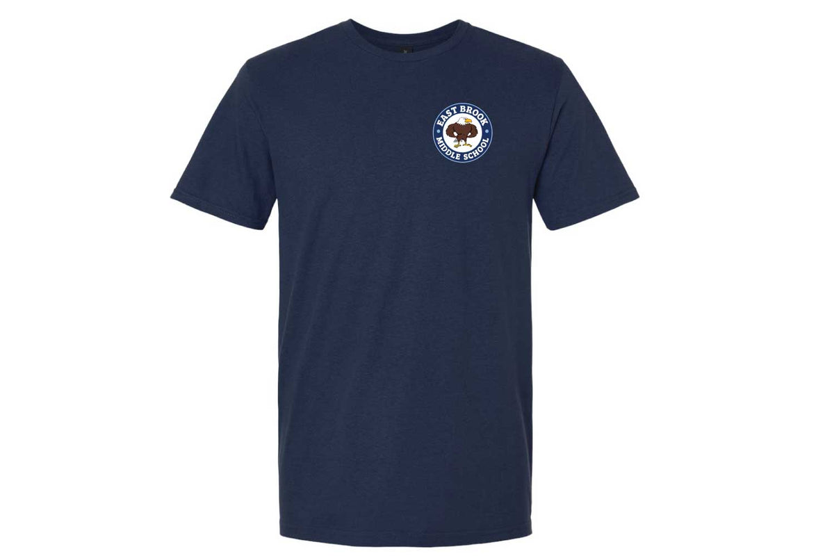 East Brook Middle School Cotton Crew Tee - Design 1 - Navy