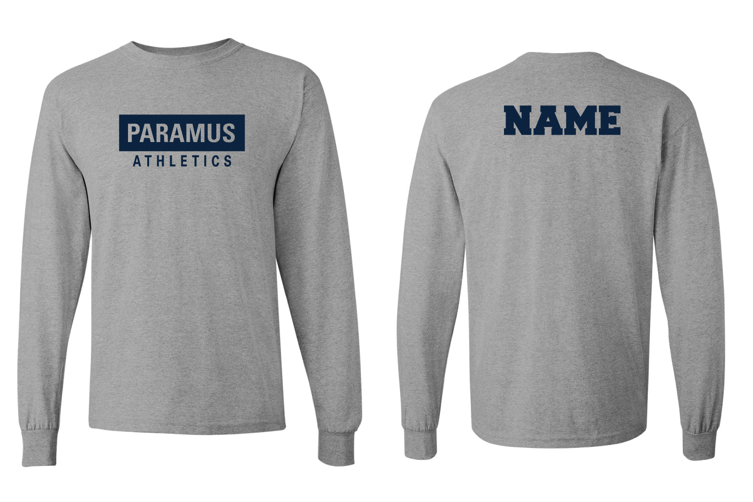 Paramus Athletics Cotton Crew Long Sleeve League Tee - Navy/Sports Gray