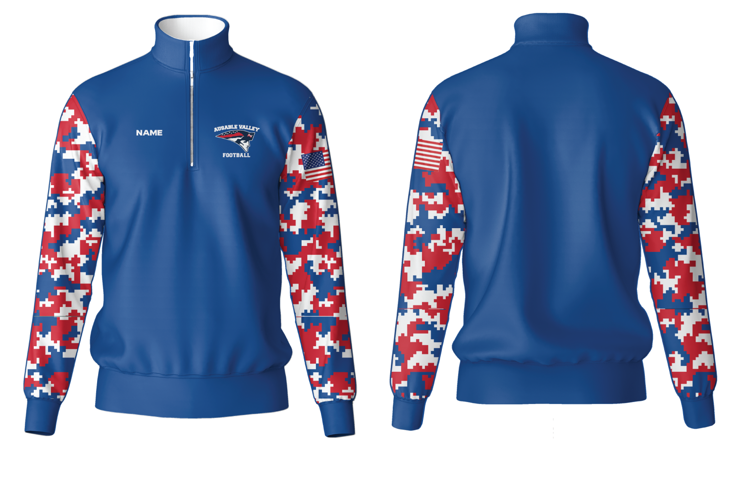 AuSable Patriots Football Sublimated Quarter Zip - Royal