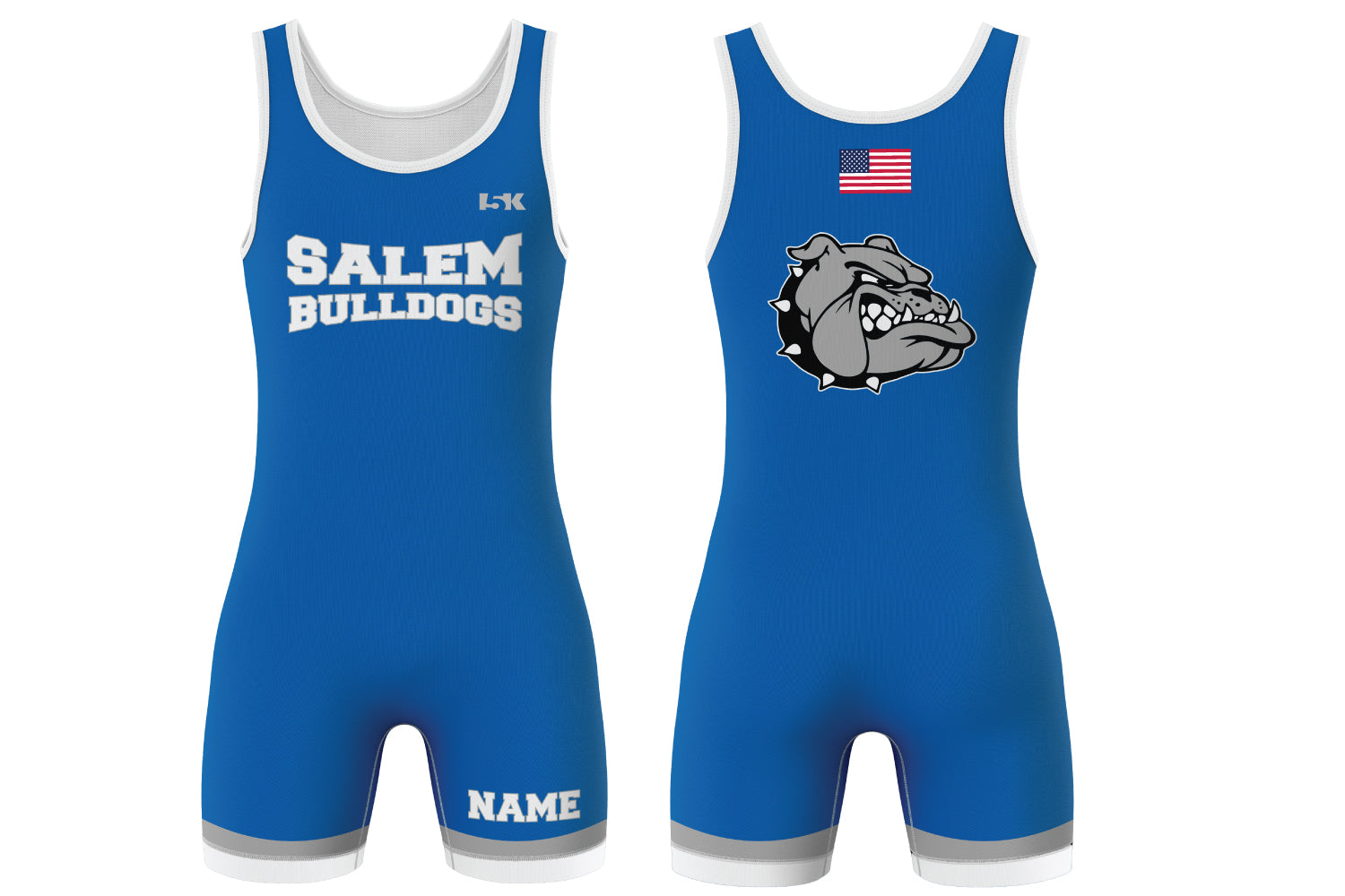 Salem Bulldogs Wrestling Sublimated Men's Singlet - Design 1