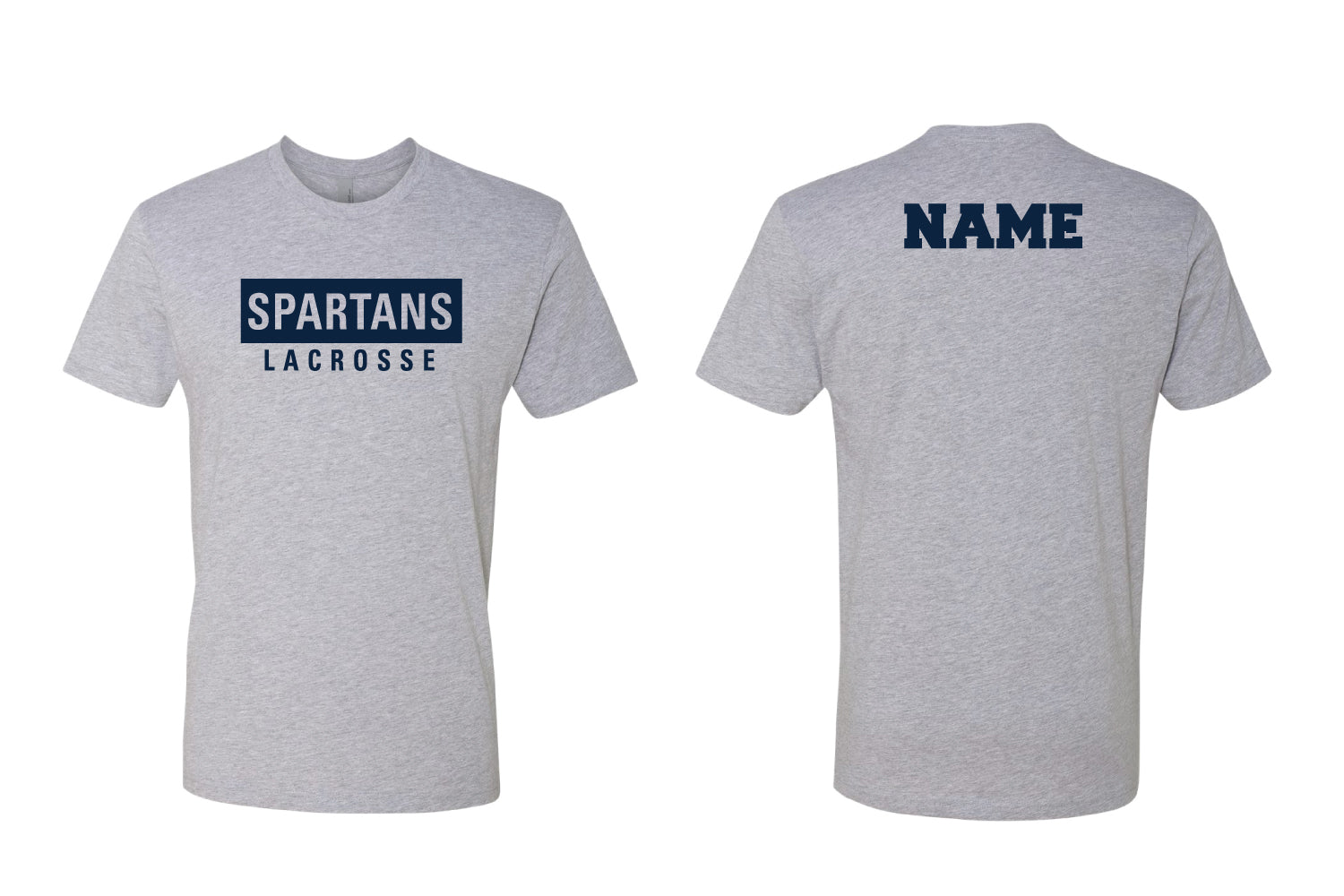 Spartans Lacrosse Cotton Crew Tee - Navy/Heather Gray