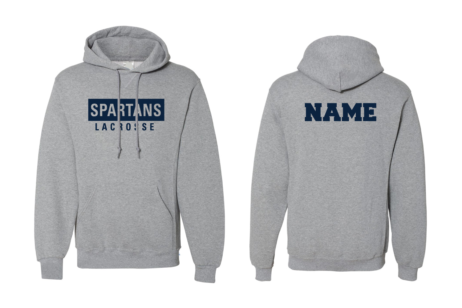 Spartans Lacrosse Cotton Hoodie - Navy/Oxford/White
