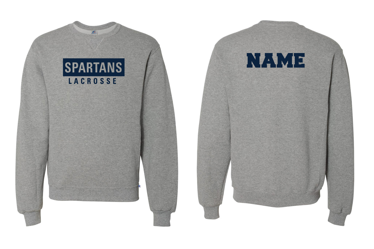 Spartans Lacrosse Cotton Crewneck Sweatshirt - Navy/Oxford/White