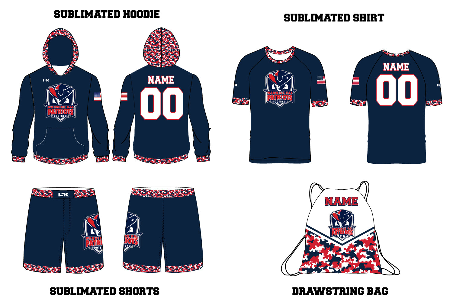 Warwick Pal Patriots Football Sublimated PKG