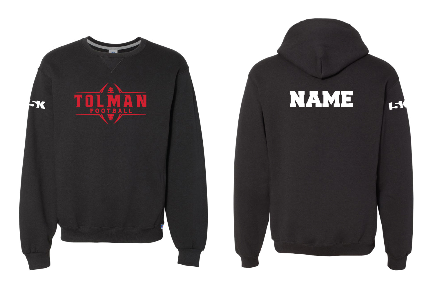 Tolman Tigers Football Cotton Crewneck Sweatshirt - Black